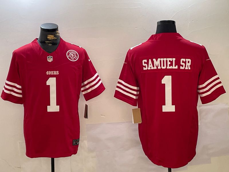 Men San Francisco 49ers 1 Samuel sr Red Three generations 2024 Nike Vapor Limited NFL Jersey style 2
